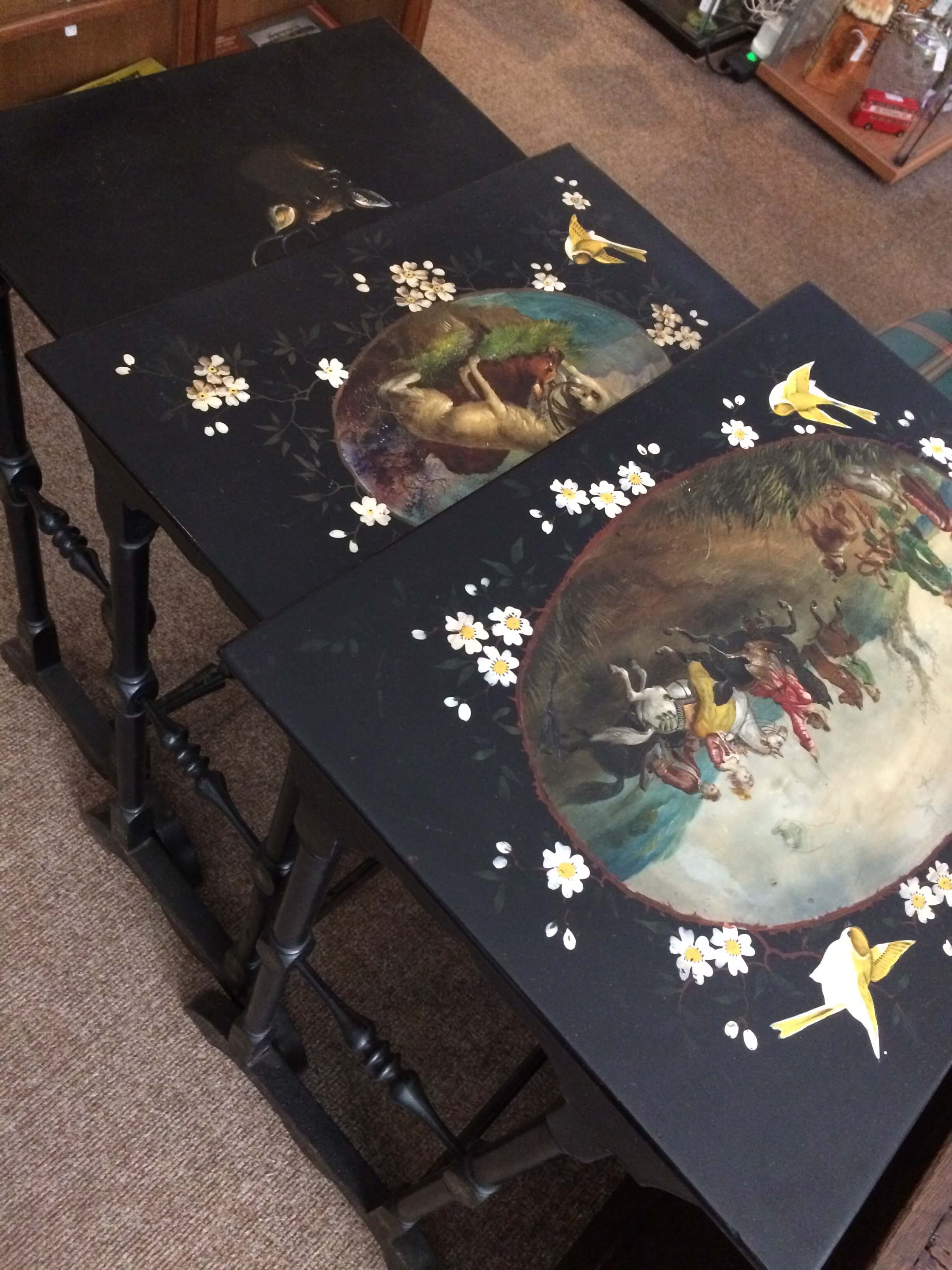 Nest of Hand Painted Lacquered Tables